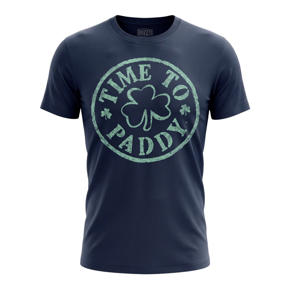 Time To Paddy Shamrock Graphic T-Shirt Small S Black St Patricks Day